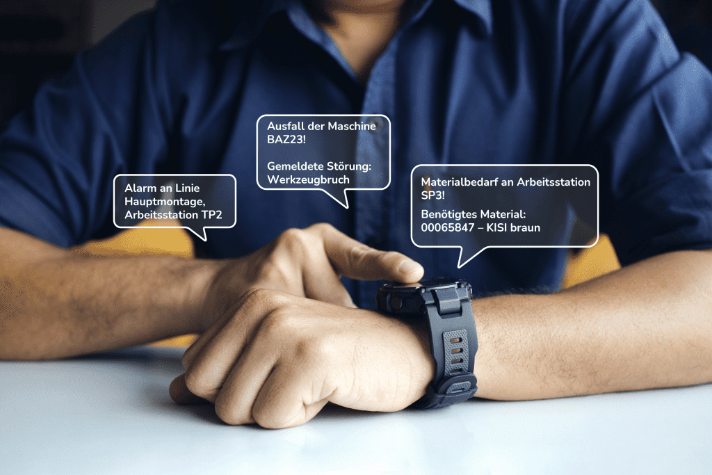 Industrielle Smartwatch mit Alarmtexten